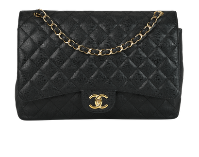 Maxi Flap, &pound;3,900, Handbags, Black, Caviar Leather, Front view